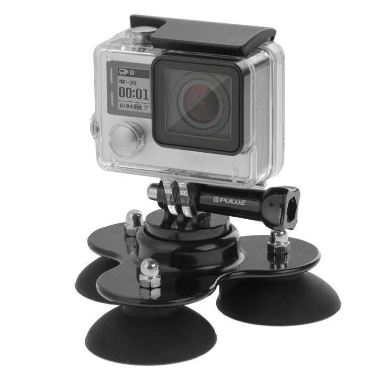 PULUZ Triangle Suction Cup Mount with Screw for GoPro, Insta360, DJI and Other Action Cameras(Black)