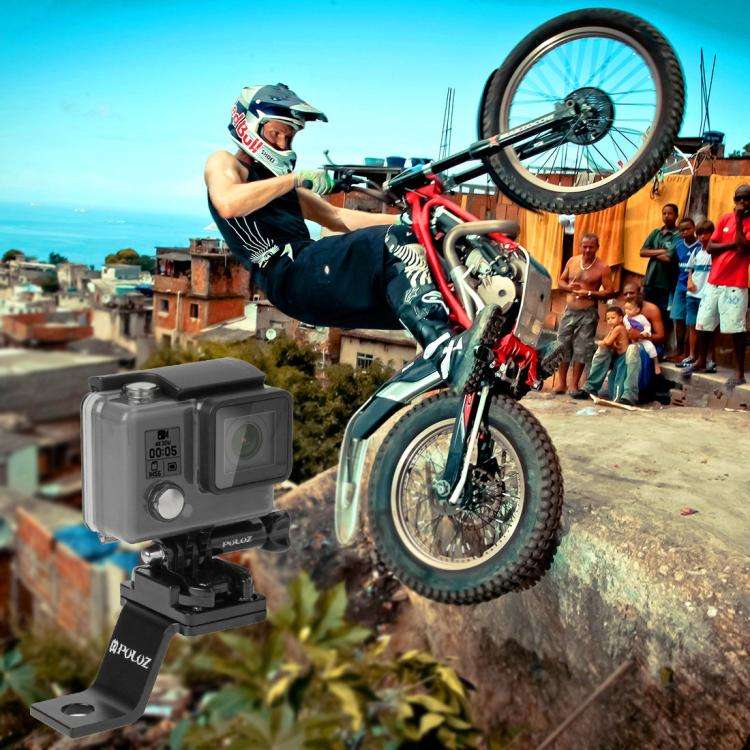 PULUZ Fixed Metal Motorcycle Holder Mount for GoPro, Insta360, DJI and Other Action Cameras(Black)