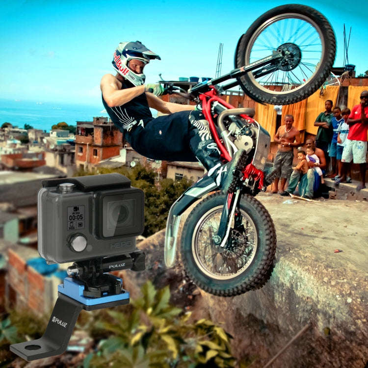 PULUZ Fixed Metal Motorcycle Holder Mount for GoPro, Insta360, DJI and Other Action Cameras(Blue)