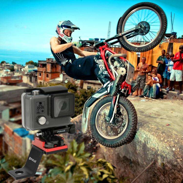 PULUZ Fixed Metal Motorcycle Holder Mount for GoPro, Insta360, DJI and Other Action Cameras(Red)