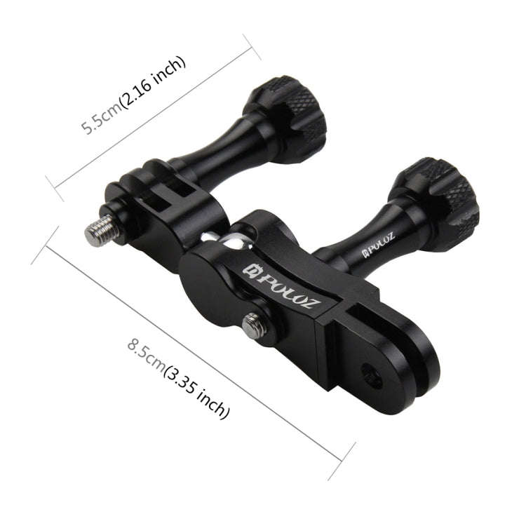 PULUZ CNC Aluminum Ball Joint Mount with 2 Long Screws for GoPro, Insta360, DJI and Other Action ...
