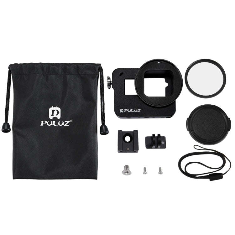 PULUZ Housing Shell CNC Aluminum Alloy Protective Cage with Insurance Frame & 52mm UV Lens for Go...