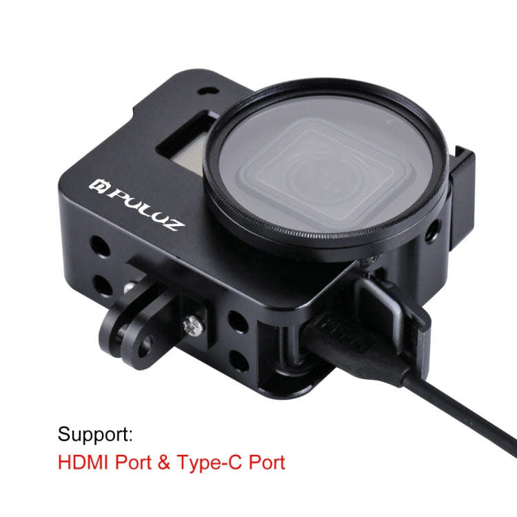 PULUZ Housing Shell CNC Aluminum Alloy Protective Cage with 52mm UV Lens for GoPro HERO(2018) /7 ...