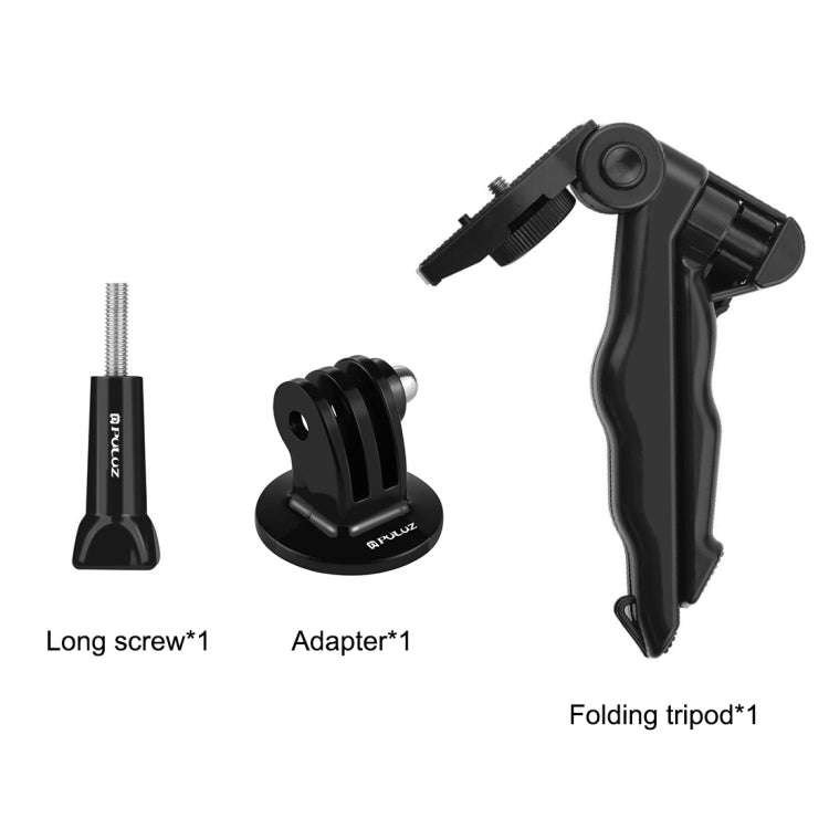 PULUZ Grip Folding Tripod Mount with Adapter & Screws for GoPro, Insta360, DJI and Other Action C...