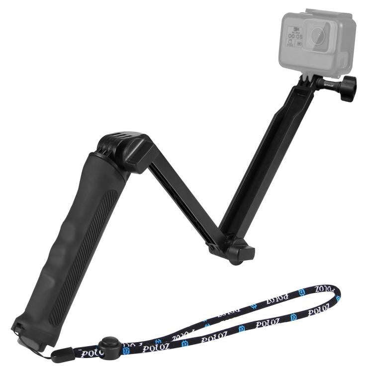PULUZ 3-Way Grip Foldable Tripod Selfie-stick Extension Monopod for GoPro, Insta360 ONE R, DJI Os...