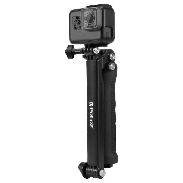 PULUZ 3-Way Grip Foldable Tripod Selfie-stick Extension Monopod for GoPro, Insta360 ONE R, DJI Os...
