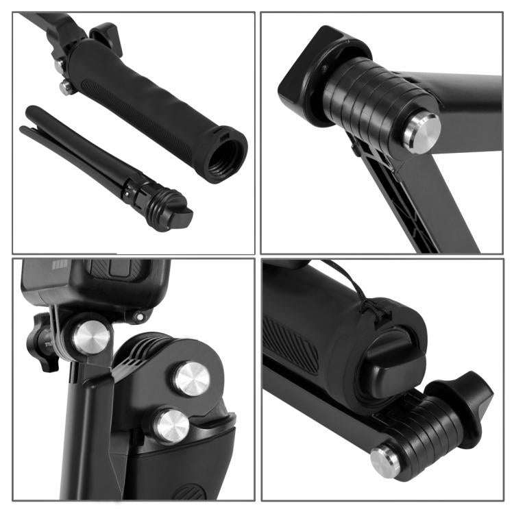 PULUZ 3-Way Grip Foldable Tripod Selfie-stick Extension Monopod for GoPro, Insta360 ONE R, DJI Os...