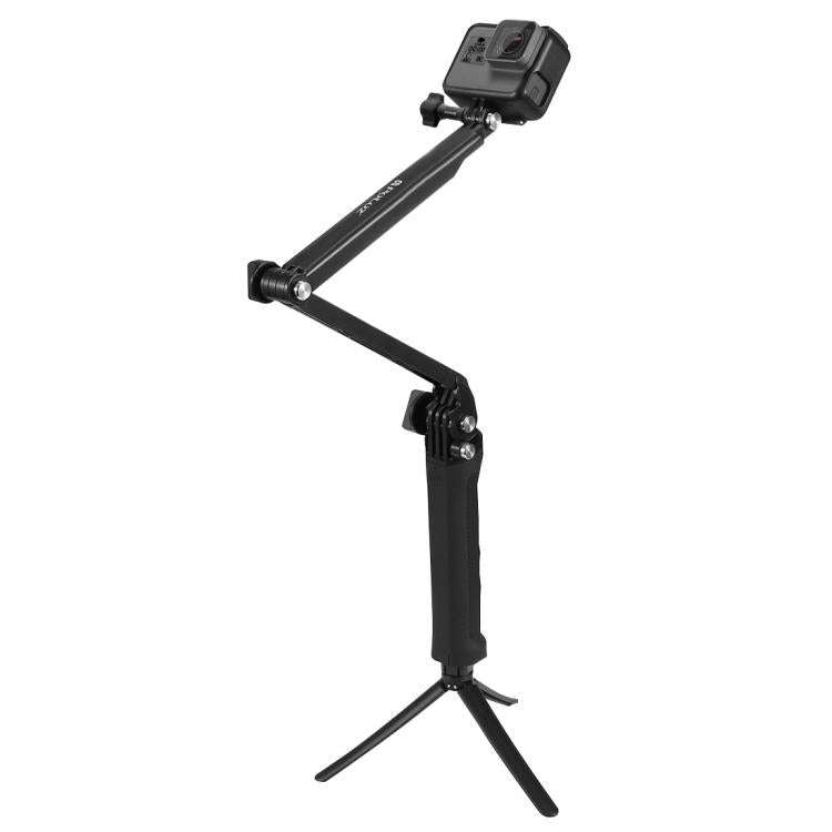 PULUZ 3-Way Grip Foldable Tripod Selfie-stick Extension Monopod for GoPro, Insta360 ONE R, DJI Os...