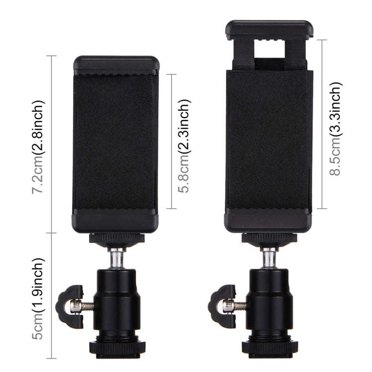 PULUZ 1/4 inch Hot Shoe Tripod Head +  Tripod Stand Clamp for iPhone, Samsung, Huawei, HTC, 5.5cm...