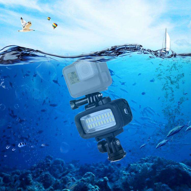 PULUZ 20 LEDs 40m Waterproof IPX8 Studio Light Video & Photo Light with Hot Shoe Base Adapter & Q...