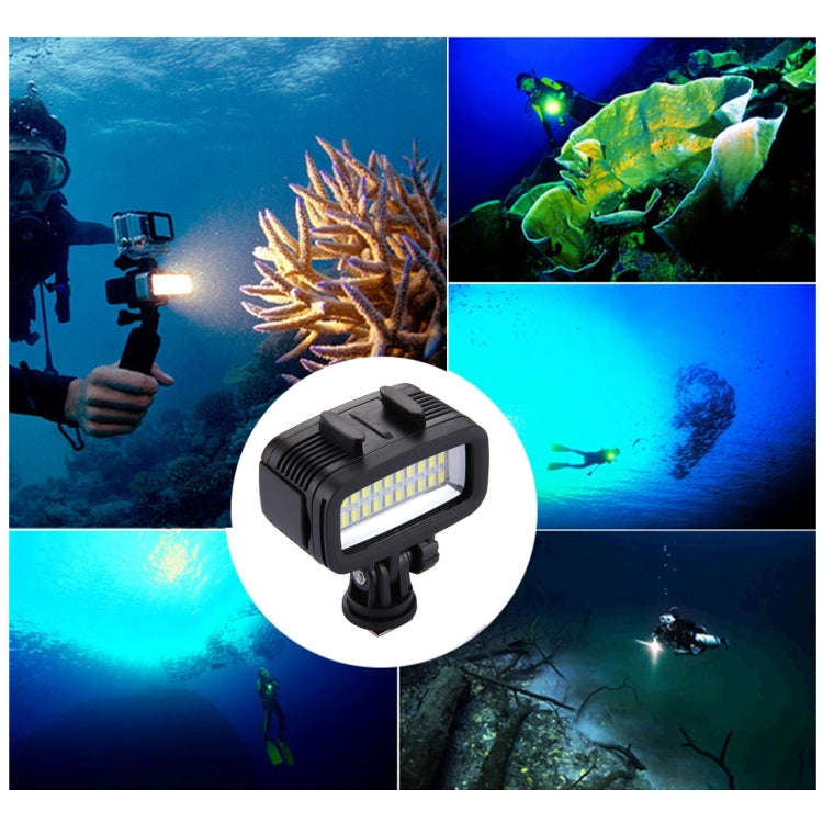 PULUZ 20 LEDs 40m Waterproof IPX8 Studio Light Video & Photo Light with Hot Shoe Base Adapter & Q...
