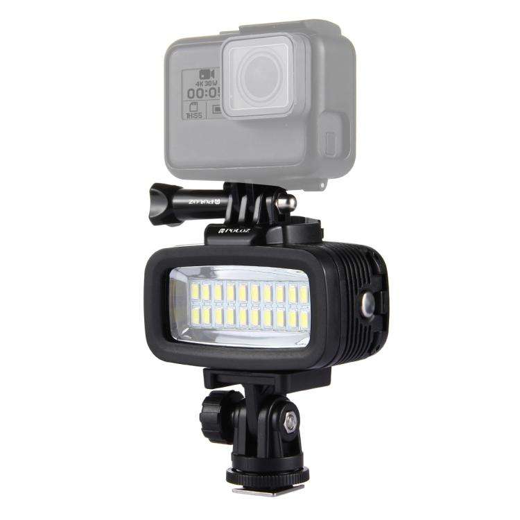 PULUZ 20 LEDs 40m Waterproof IPX8 Studio Light Video & Photo Light with Hot Shoe Base Adapter & Q...