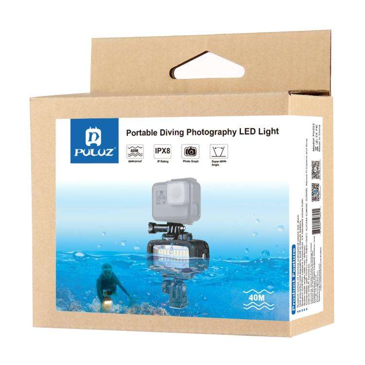 PULUZ 20 LEDs 40m Waterproof IPX8 Studio Light Video & Photo Light with Hot Shoe Base Adapter & Q...