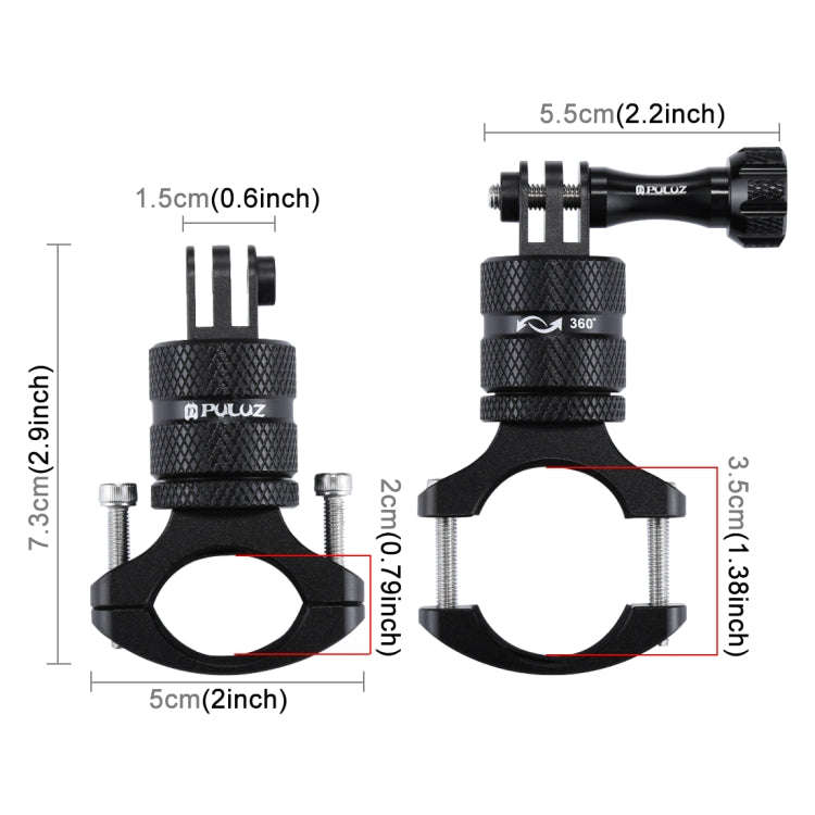 PULUZ 360 Degree Rotation Bike Aluminum Handlebar Adapter Mount with Screw for GoPro, Insta360, D...
