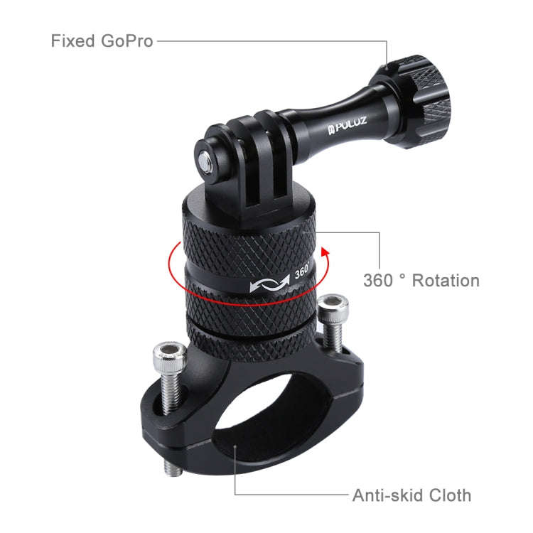 PULUZ 360 Degree Rotation Bike Aluminum Handlebar Adapter Mount with Screw for GoPro, Insta360, D...