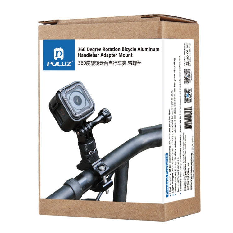 PULUZ 360 Degree Rotation Bike Aluminum Handlebar Adapter Mount with Screw for GoPro, Insta360, D...