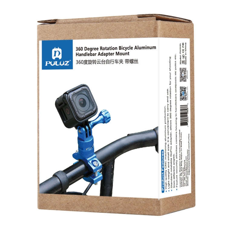 PULUZ 360 Degree Rotation Bike Aluminum Handlebar Adapter Mount with Screw for GoPro, Insta360, D...