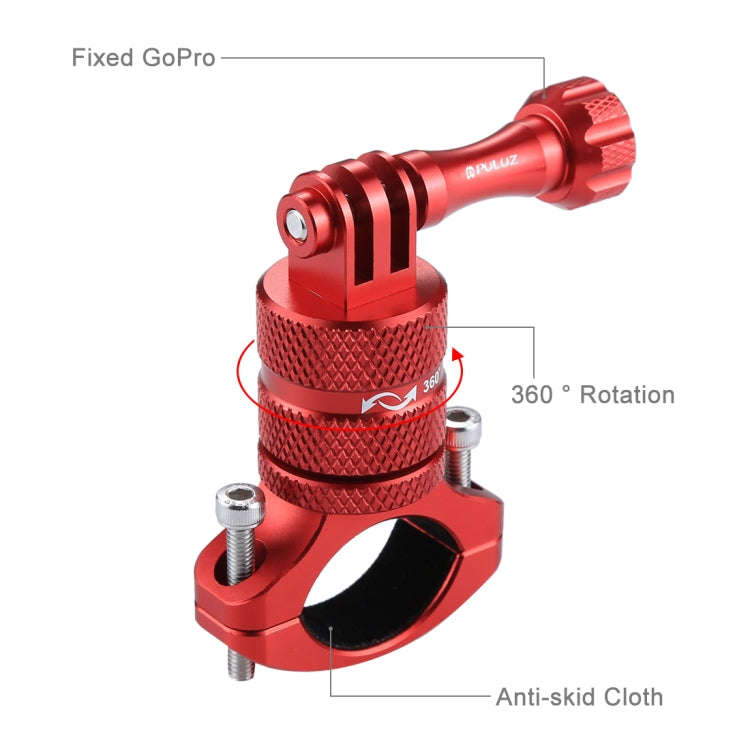 PULUZ 360 Degree Rotation Bike Aluminum Handlebar Adapter Mount with Screw for GoPro, Insta360, D...