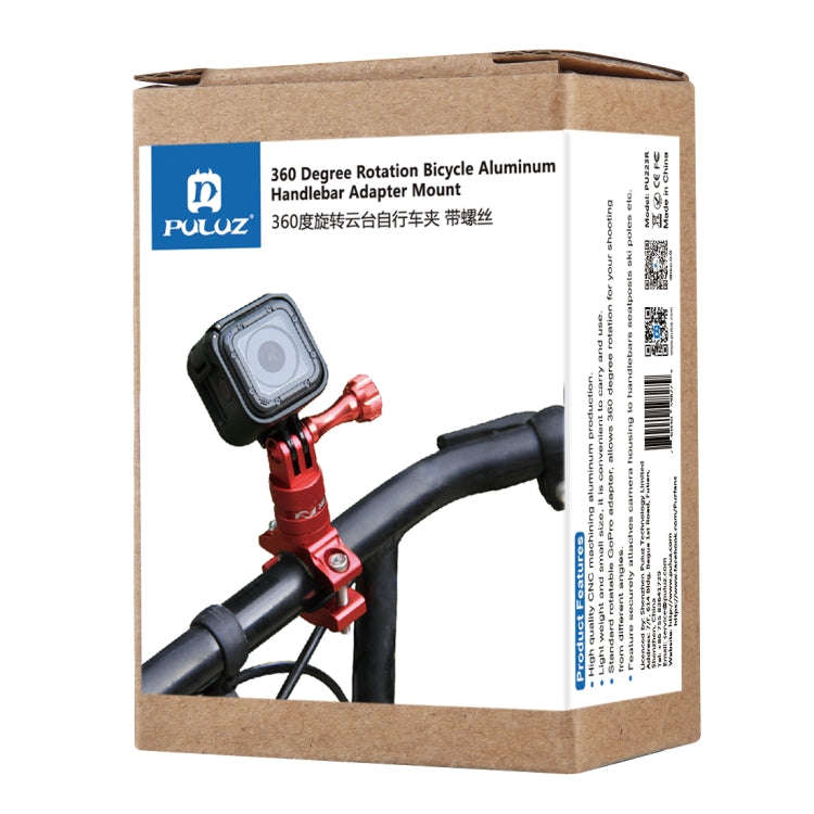 PULUZ 360 Degree Rotation Bike Aluminum Handlebar Adapter Mount with Screw for GoPro, Insta360, D...