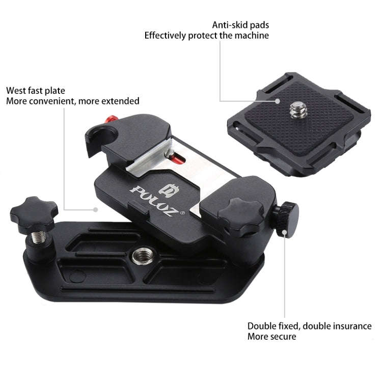 PULUZ Capture Camera Clip Aluminum Alloy Quick Release Clip with Plate(Red)
