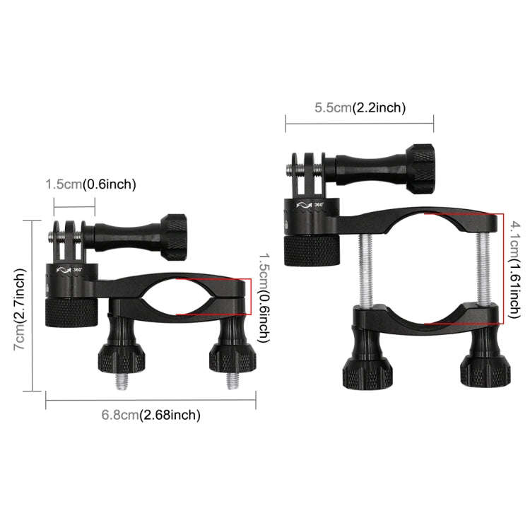 PULUZ 360 Degree Rotation Bike Aluminum Handlebar Adapter Mount with Screw for GoPro, Insta360, D...