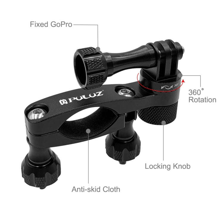 PULUZ 360 Degree Rotation Bike Aluminum Handlebar Adapter Mount with Screw for GoPro, Insta360, D...