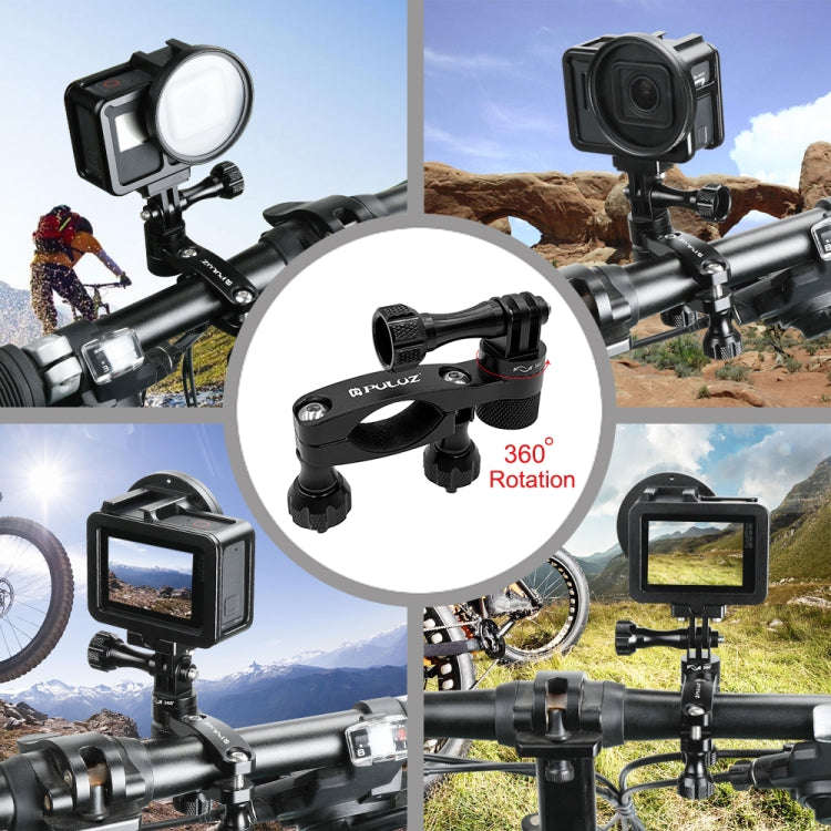 PULUZ 360 Degree Rotation Bike Aluminum Handlebar Adapter Mount with Screw for GoPro, Insta360, D...
