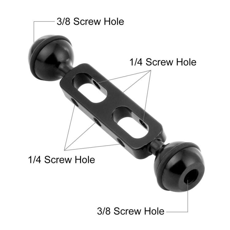PULUZ 5.1 inch 13cm Aluminum Alloy Dual Balls Arm, Ball Diameter: 25mm(Black)