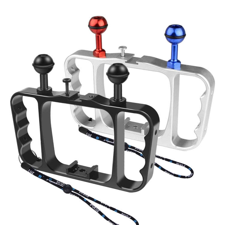 PULUZ Dual Handheld Diving Light Arm CNC Aluminum Mount with Lanyard for GoPro, Insta360, DJI and...