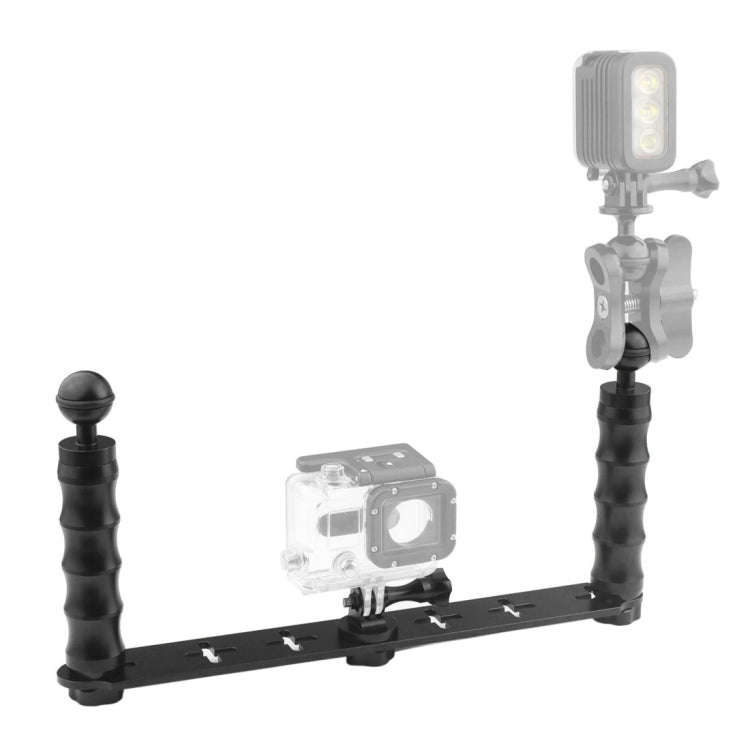 PULUZ Diving Dual Hand-held CNC Aluminum Selfie Monopod Holder for GoPro, Insta360, DJI and Other...