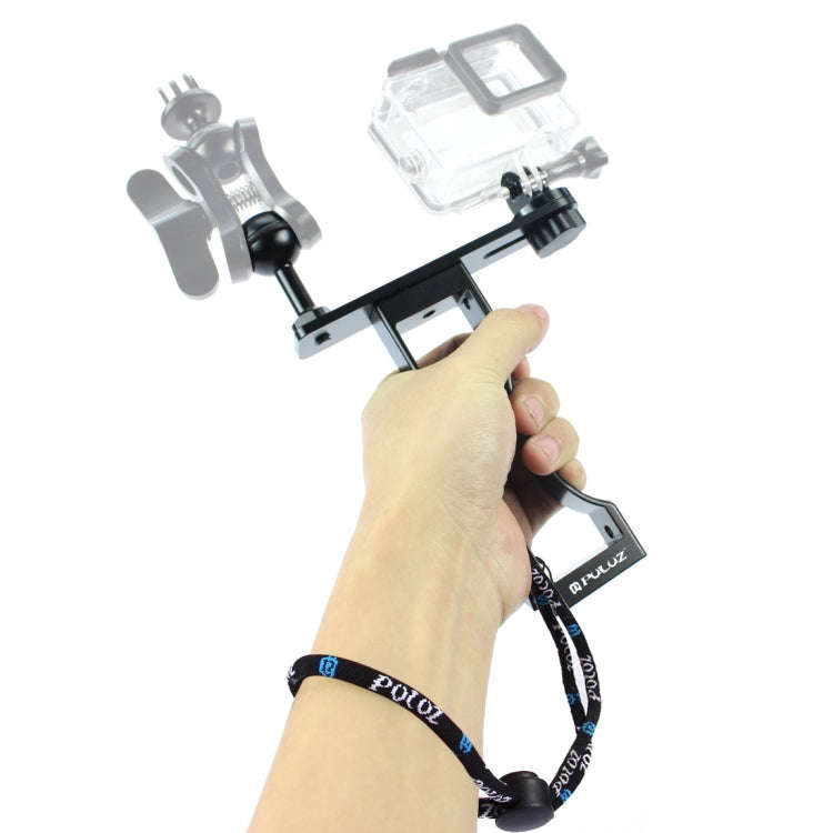 PULUZ CNC Aluminum Single Hand Diving Photography Bracket Handheld Holder, Compatible with DJI Os...