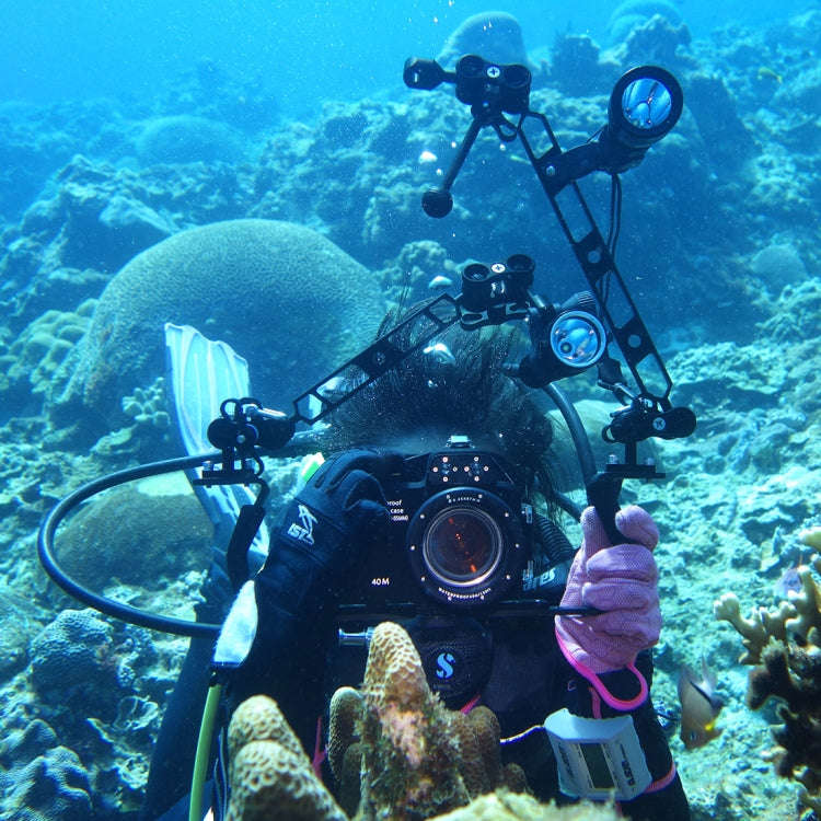 PULUZ Ball Clamp Close Hole Diving Camera Bracket CNC Aluminum Spring Flashlight Clamp for Diving...
