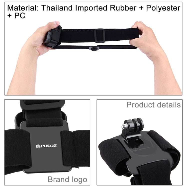 PULUZ Elastic Mount Belt Adjustable Head Strap for GoPro, Insta360 ONE R, DJI Osmo Action and Oth...