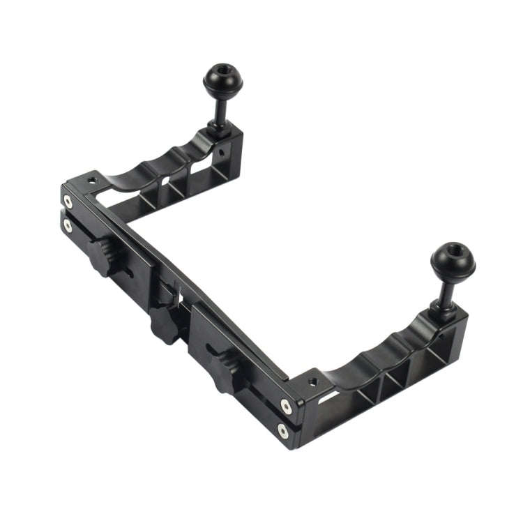 PULUZ Adjustable Diving Dual Hand-held CNC Aluminum Lamp Arm Holder for GoPro, Insta360, DJI and ...