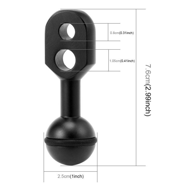 PULUZ Light Diving Aluminum Alloy Clamp Ball Head Mount to YS Head Adapter