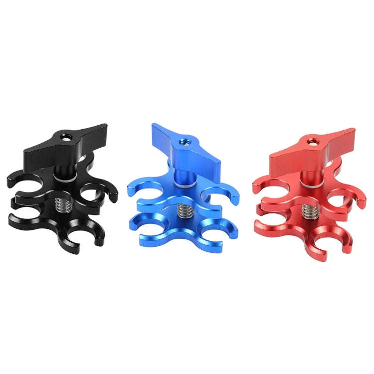 PULUZ Triple Ball Clamp Open Hole Diving Camera Bracket CNC Aluminum Spring Flashlight Clamp for ...