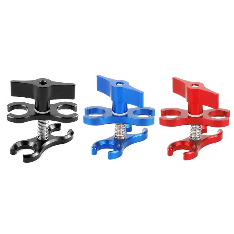 PULUZ Dual Ball Clamp Open Hole Diving Camera Bracket CNC Aluminum Spring Flashlight Clamp for Di...