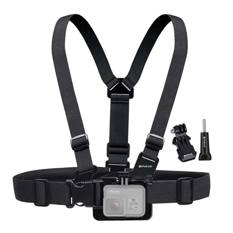 PULUZ Adjustable Body Mount Belt Chest Strap with J Hook Mount & Long Screw for GoPro, Insta360, ...