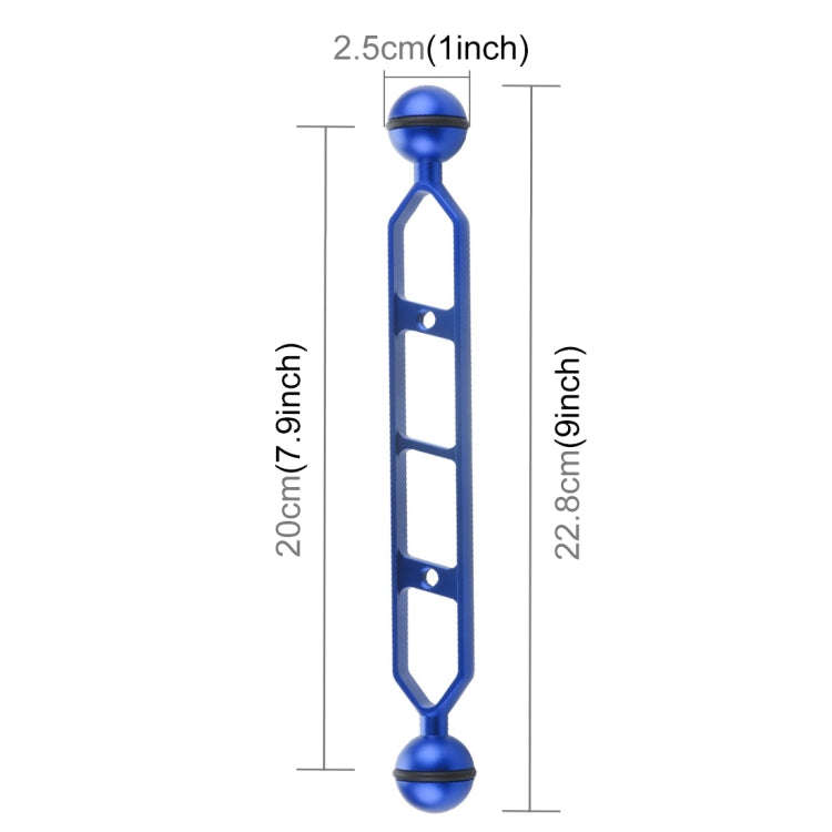 PULUZ 9.0 inch 22.8cm Aluminum Alloy Dual Balls Arm, Ball Diameter: 25mm(Blue)