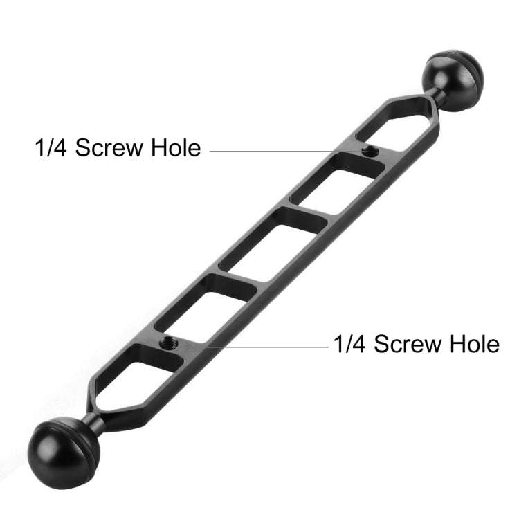 PULUZ 11.0 inch 27.9cm Aluminum Alloy Dual Balls Arm, Ball Diameter: 25mm(Black)