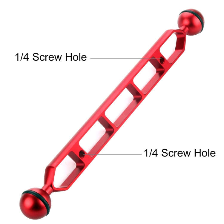 PULUZ 11.0 inch 27.9cm Aluminum Alloy Dual Balls Arm, Ball Diameter: 25mm(Red)