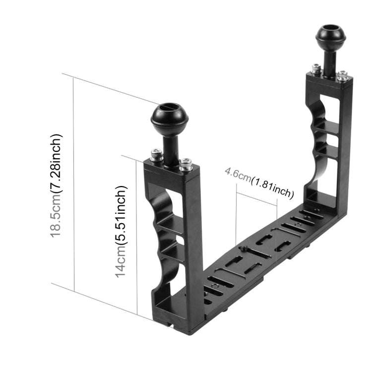 PULUZ Adjustable Diving Dual Hand-held CNC Aluminum Lamp Arm Holder for Diving Underwater Photogr...