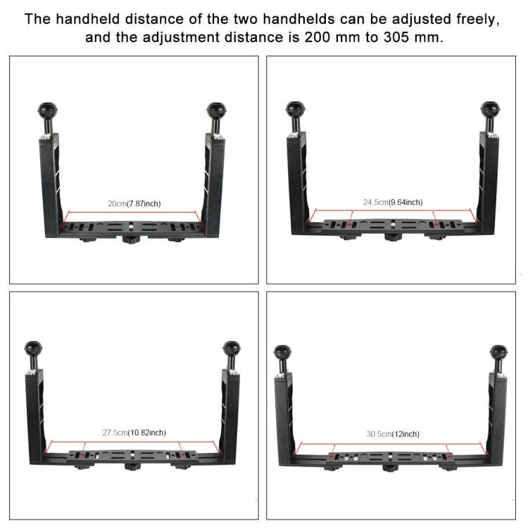 PULUZ Adjustable Diving Dual Hand-held CNC Aluminum Lamp Arm Holder for Diving Underwater Photogr...