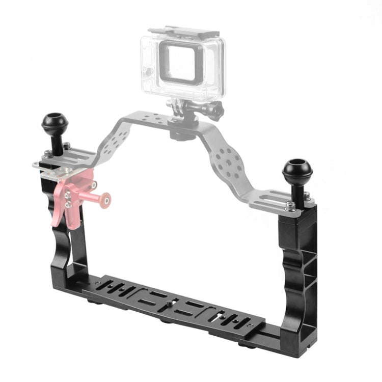 PULUZ Adjustable Diving Dual Hand-held CNC Aluminum Lamp Arm Holder for Diving Underwater Photogr...
