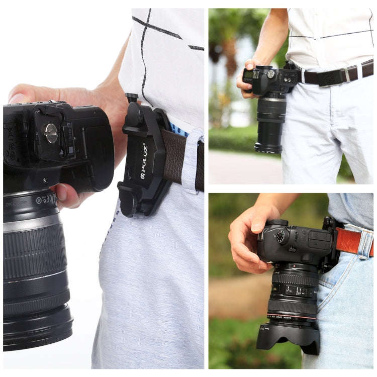 PULUZ Capture Camera Clip CNC Aluminum Alloy Quick Release Clip with Plate (Black)