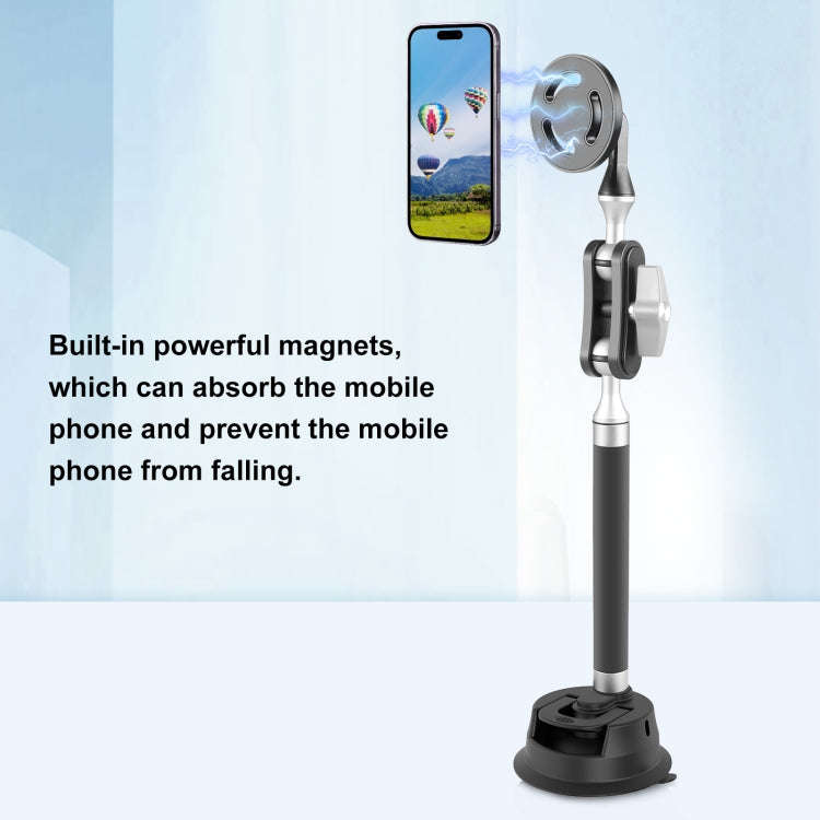 PULUZ Car Suction Cup Arm Mount Phone Tablet Magnetic Holder with Phone Clamp (Black)