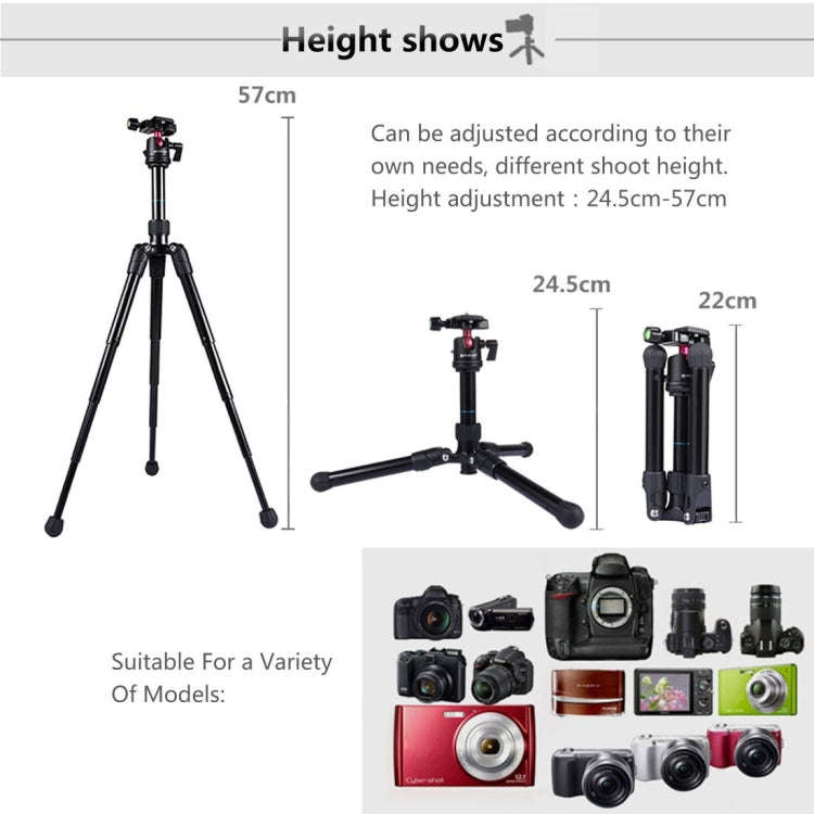 PULUZ  Pocket Mini Microspur Photos Magnesium Alloy Tripod Mount with 360 Degree Ball Head  for D...