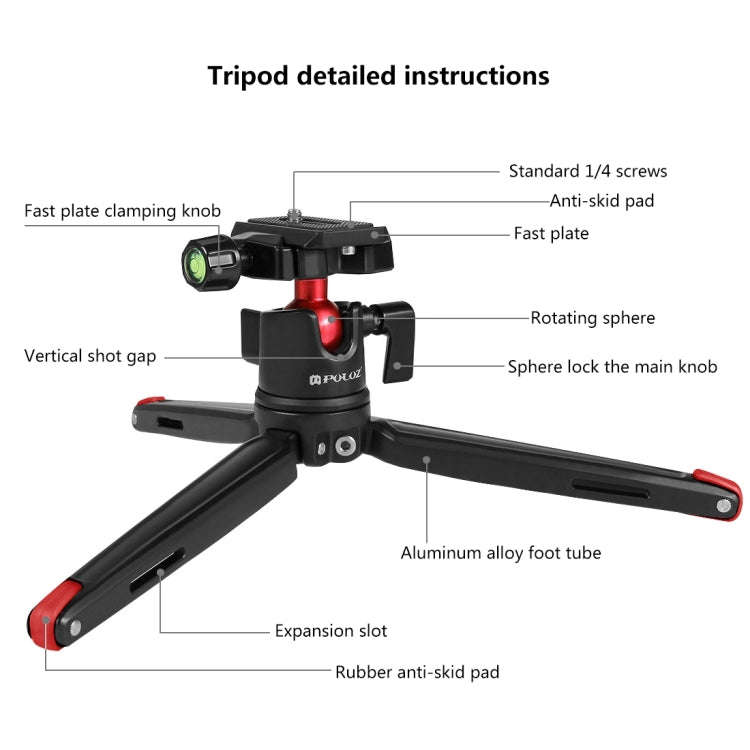 PULUZ Pocket Mini Metal Desktop Tripod Mount with 360 Degree Ball Head for DSLR & Digital Cameras...