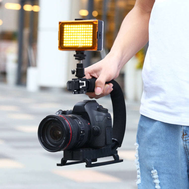 PULUZ U/C Shape 3-Head Cold Shoes Portable Handheld DV Bracket Stabilizer for All SLR Cameras and...