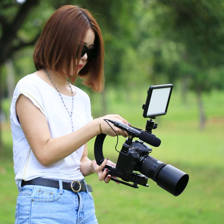 PULUZ U/C Shape 3-Head Cold Shoes Portable Handheld DV Bracket Stabilizer for All SLR Cameras and...